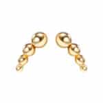 Mini Beaded Curve Threaded Stud Earring, 14k Yellow Gold