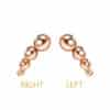 Mini Beaded Curve Threaded Stud Earring, 14k Rose Gold