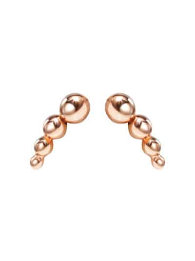 Mini Beaded Curve Threaded Stud Earring, 14k Rose Gold