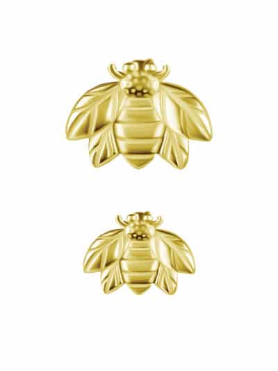 Bee Threaded / Push-In Stud Earring, 18k Yellow Gold