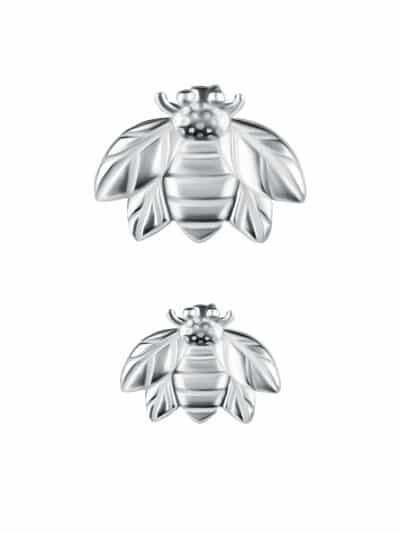 Bee Threaded / Push-In Stud Earring, 18k White Gold