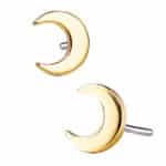 Mini Crescent Moon Push-In Stud Earring, 14k Yellow Gold