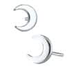 Mini Crescent Moon Push-In Stud Earring, 14k White Gold