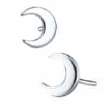 Mini Crescent Moon Push-In Stud Earring, 14k White Gold
