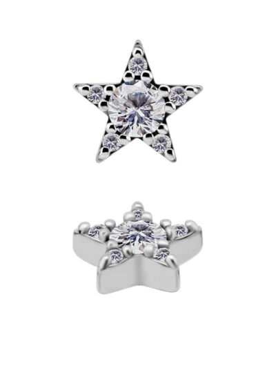 Pave Star Threaded Stud Earring, 7mm, CoCr NF