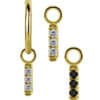 3-Gem Pave Bar Charm for Clicker Hoop, 18k Yellow Gold