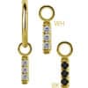 3-Gem Pave Bar Charm for Clicker Hoop, 18k Yellow Gold