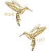 Anatometal Hummingbird Threaded Stud Earring, 18k Yellow Gold