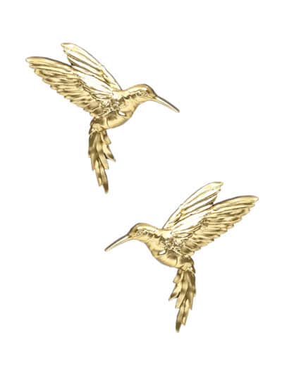 Anatometal Hummingbird Threaded Stud Earring, 18k Yellow Gold