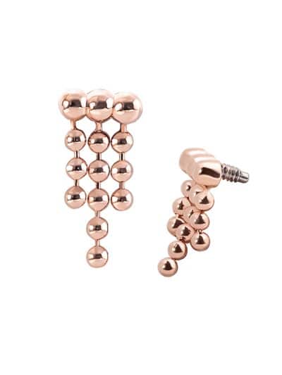 Beaded Drape Threaded Stud Earring, 14k Rose Gold