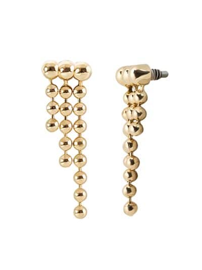 Beaded Drape Threaded Stud Earring, Long, 14k Yellow Gold