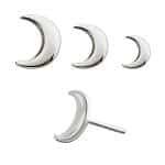 Crescent Moon Push-In Stud Earring, Titanium
