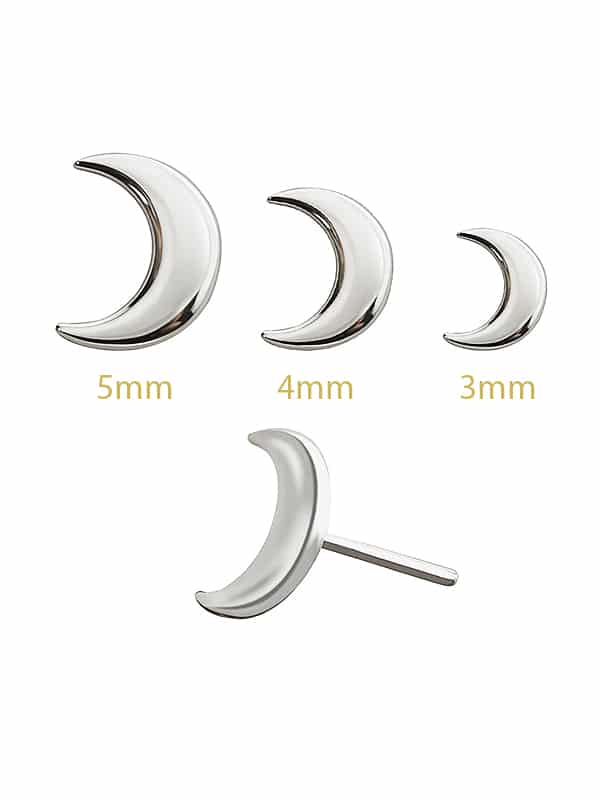 Crescent Moon Push-In Stud Earring, Titanium