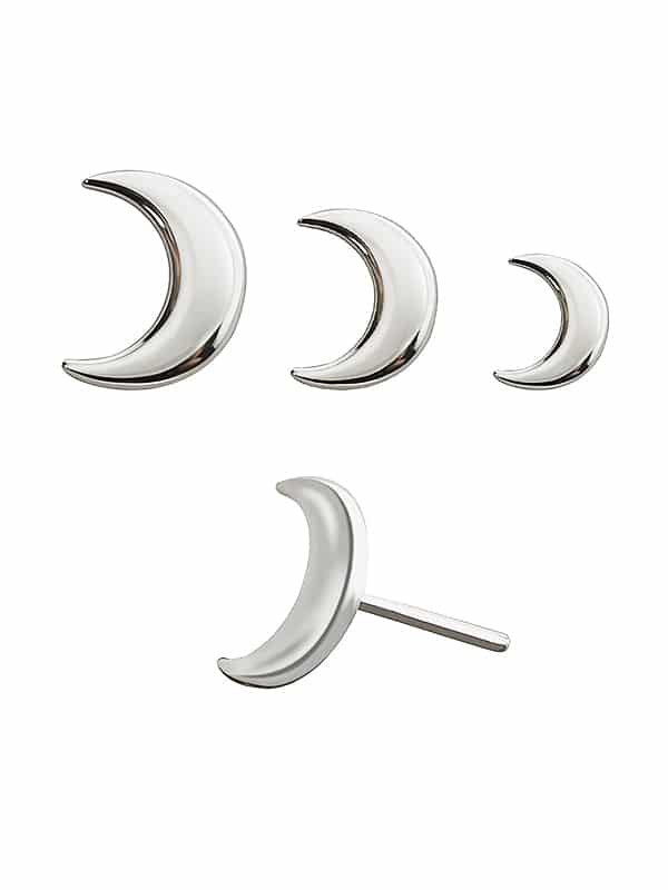 Crescent Moon Push-In Stud Earring, Titanium
