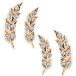Delicate Gem Feather Threaded Stud Earring, 14k Rose Gold