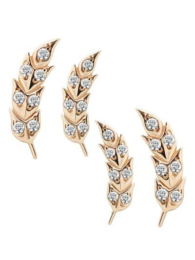 Delicate Gem Feather Threaded Stud Earring, 14k Rose Gold