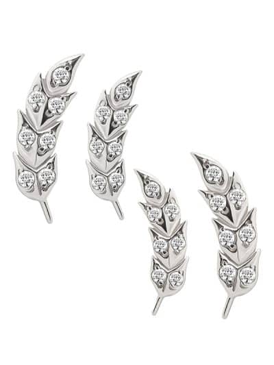 Delicate Gem Feather Threaded Stud Earring, 14k White Gold