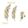 Delicate Gem Feather Threaded Stud Earring, 14k Yellow Gold