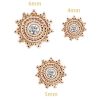Mandala Gem Sun Threaded / Push-In Stud Earrning, 14k Rose Gold