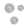 Mandala Gem Sun Threaded / Push-In Stud Earrning, 14k White Gold