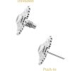 Mandala Gem Sun Threaded / Push-In Stud Earrning, 14k White Gold