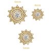 Mandala Gem Sun Threaded : Push-In Stud Earrning, 14k Yellow Gold