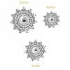 Mandala Sun Threaded / Push-In Stud Earrning, 14k White Gold