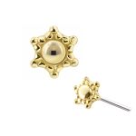 Mini Beaded Sun Push-In Stud Earring, 14k Yellow Gold