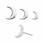 Moon Push-In Stud Earring, 14k White Gold