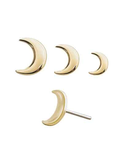Moon Push-In Stud Earring, 14k Yellow Gold