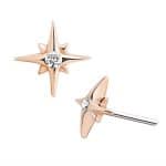 Northern Star Push-In Stud Earring, Skinny, 14k Rose Gold