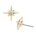 Northern Star Push-In Stud Earring, Skinny, 14k Yellow Gold
