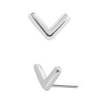 Plain Chevron Push-In Stud Earring, 14k White Gold