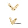 Plain Chevron Push-In Stud Earring, 14k Yellow Gold