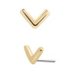 Plain Chevron Push-In Stud Earring, 14k Yellow Gold