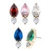 Prong Marquise with Gem Accent Push-In Stud Earring, 14k Yellow Gold