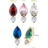 Prong Marquise with Gem Accent Push-In Stud Earring, 14k Yellow Gold