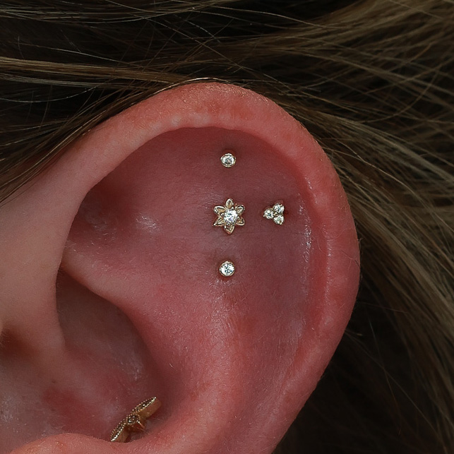 Four Flat Piercings