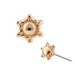 Mini Beaded Sun Push-In Stud Earring, 14k Rose Gold