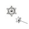 Mini Beaded Sun Push-In Stud Earring, 14k White Gold