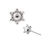 Mini Beaded Sun Push-In Stud Earring, 14k White Gold