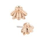 Mini Bee Push-In Stud Earring, 14k Rose Gold