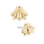 Mini Bee Push-In Stud Earring, 14k Yellow Gold