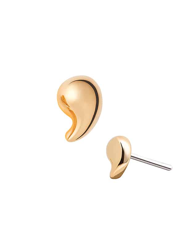 Mini Comma Shape Push-In Stud Earring, 14k Rose Gold