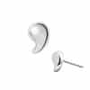 Mini Comma Shape Push-In Stud Earring, 14k White Gold