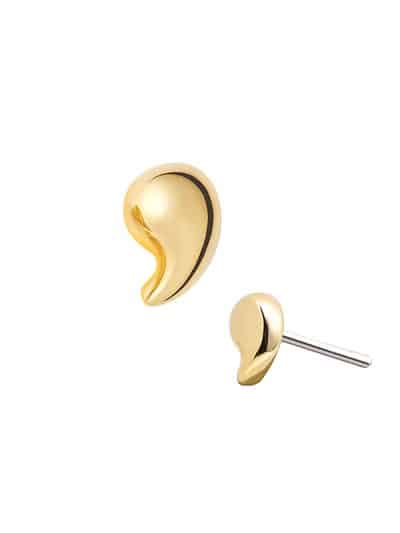 Mini Comma Shape Push-In Stud Earring, 14k Yellow Gold