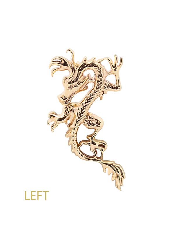 Oriental Dragon Threaded Stud Earring, 14k Rose Gold