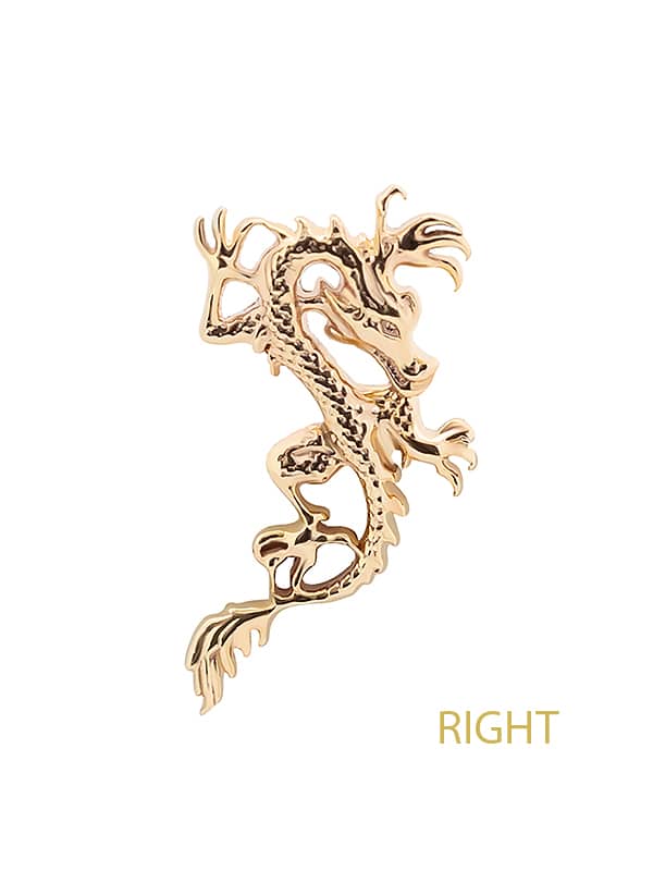 Oriental Dragon Threaded Stud Earring, 14k Rose Gold