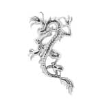 Oriental Dragon Threaded Stud Earring, 14k White Gold