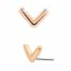 Plain Chevron Push-In Stud Earring, 14k Rose Gold